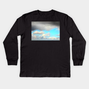 Scenery from Casertavecchia with fluffy and dark clouds Kids Long Sleeve T-Shirt